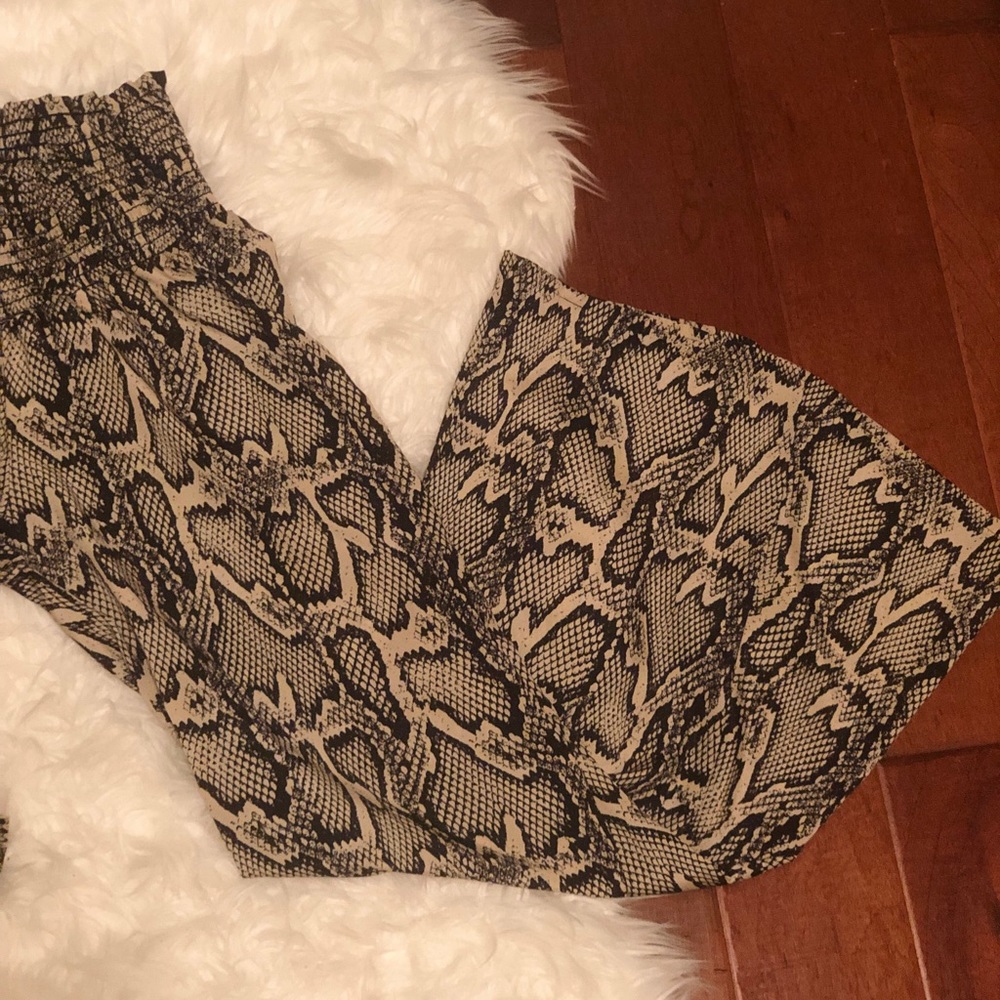 Snakeskin bell bottoms w/ elastic waist